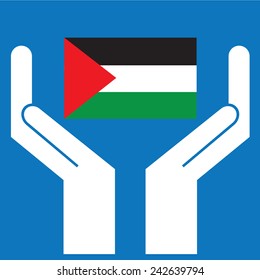 Hand showing Sudan Flag. Vector illustration