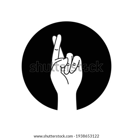 Hand showing symbol good luck black glyph icon. Fingers crossed. Superstition, luck, white lie gesture. Pictogram for web page, mobile app, promo. UI UX GUI design element. Editable stroke