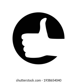 Hand showing symbol like black glyph icon. Making thumb up gesture. Pictogram for web page, mobile app, promo. UI UX GUI design element. Editable stroke