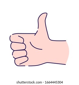 Hand showing symbol like line icon. Making thumb up gesture. Pictogram for web page, mobile app, promo. UI UX GUI design element. Editable stroke.