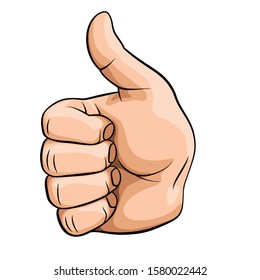 Hand Showing Symbol Like. Making Thumb up Gesture. Like Positive Fist on White Backdrop. Sign for Web, Poster or Info Graphic