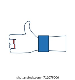 hand showing symbol like making thumb up gesture