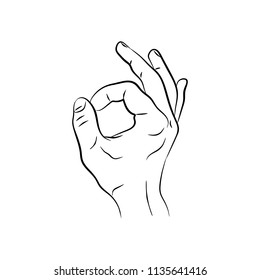 Hand showing symbol okay. OK. Vectorillustration isolated on white background. Sign for web, poster, info graphic