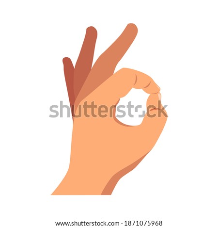 Hand showing symbol okay. Vector color. Sign for web, poster, info graphic.