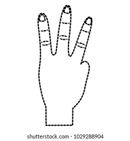 hand showing three fingers gesture