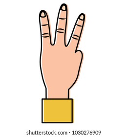 hand showing three fingers gesture