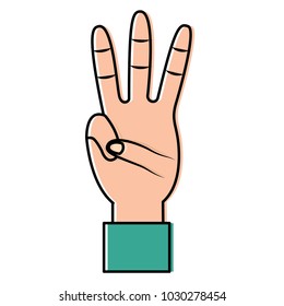 hand showing three fingers gesture