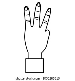 hand showing three fingers gesture