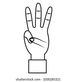 hand showing three fingers gesture