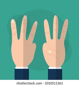 hand showing three fingers gesturing