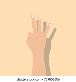 Hand showing three fingers, vector illustration design. Hands collection.