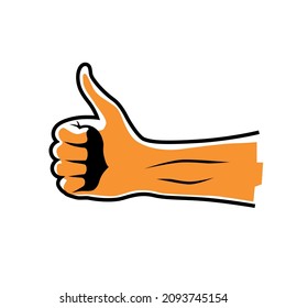 A hand showing the thumbs up with approval. Vector. Sign.