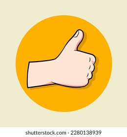 hand showing thumbs up gesture illustration isolated on yellow background