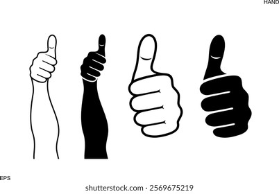 hand showing thumbs up logo. Isolated hand on white background 