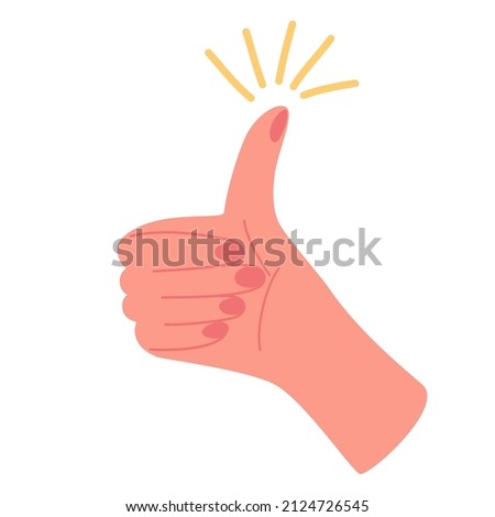 Hand showing thumbs up sign. Hand gestures of ok finger symbol. Perfect for poster, backdrop element, banner shape. Hand Drawn Cartoon Vector illustration. 