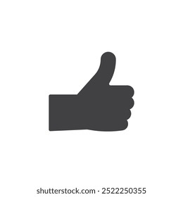 Hand showing a thumbs-up gesture vector icon. Filled flat sign for mobile concept and web design. Thumbs Up glyph icon. Approval or agreement symbol, logo illustration. Vector graphics