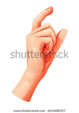 Hand showing tiny pinch gesture between thumb and index. Vector cartoon illustration