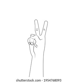 Hand Showing Two Fingers Outline Illustration Stock Vector (Royalty ...