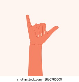 Hand showing two fingers. Show the number two with the fingers of the hand. Call me hand sign detailed vector illustration isolated background. Call me the hand gesture. Shaka gesture or call me sing