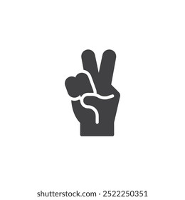 Hand showing two fingers vector icon. Filled flat sign for mobile concept and web design. Peace Sign glyph icon. Peace or victory symbol, logo illustration. Vector graphics