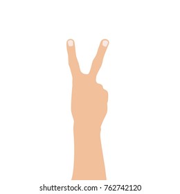 Hand showing two fingers, vector illustration design. Hands collection.