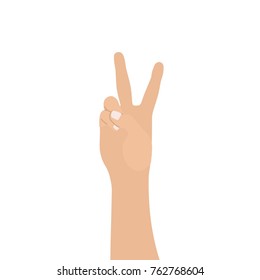 Hand showing two fingers, vector illustration design. Hands collection.