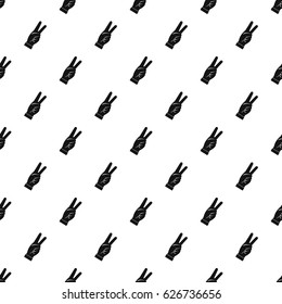 Hand showing victory sign pattern seamless in simple style vector illustration