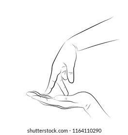 A hand showing the walking fingers. vector illustration.