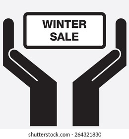 Hand showing winter sign sign icon. Vector illustration.
hand, showing, tag, label