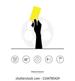 Hand showing yellow card icon on white background. Abstract sign and symbol for soccer sport. Vector illustration.