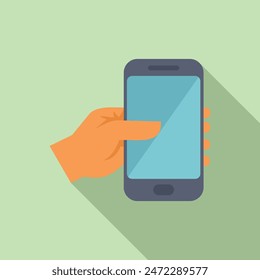 Hand is shown holding a smartphone, depicting the concept of mobile technology