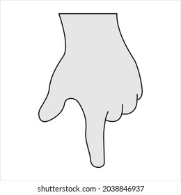 La mano muestra diferentes gestos. Un dedo señalando algo. 
Un dedo presionando algo. Ilustración vectorial plana aislada