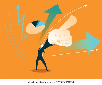 Hand shows the direction of success. Vector illustration