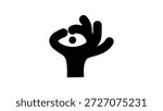 the hand shows the eye, black isolated silhouette