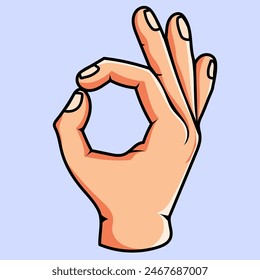 Hand shows a gesture indicating agreement, OK