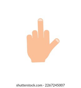 La mano muestra el dedo medio. Gesto agresivo y provocador con gesticulación vectorial grosera y obscena