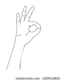 Hand shows ok or zero sign outline icon. Vector illustration isolated on white background