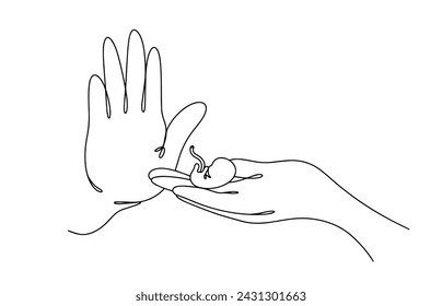 Hand shows stop gesture to terminate pregnancy. Refusal to have an abortion. Saving the life of a child. Vector illustration. Images produced without the use of any form of AI software at any stage. 