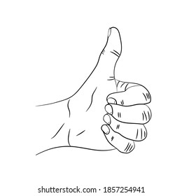 hand shows thumbs up. OK. male hand. icon isolated on white background. Vector illustration