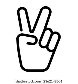 Hand zeigt Siegeszeichen-Symbol, Handgesten-Konzept, Siegeszeichen auf weißem Hintergrund, Peace Hand Gesture Symbol in Umriss-Stil für mobiles Konzept und Web-Design. Vektorgrafik