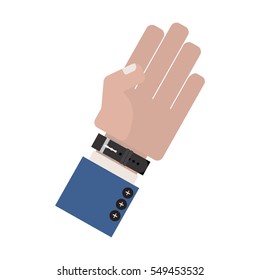 hand side with formal blue sleeve and watch