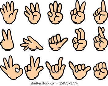 Hand sign 15 types skin color