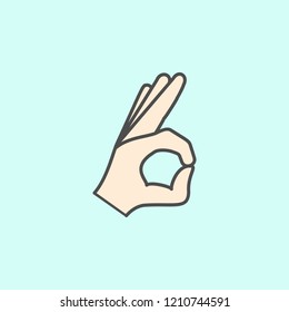 hand sign all is well colored outline icon. One of the collection icons for websites, web design, mobile app