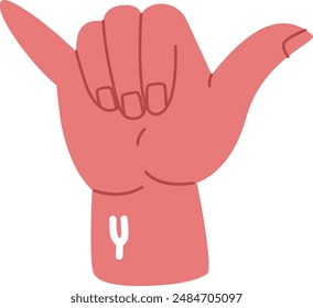 Hand Sign Alphabet Y Letter Vector Illustration