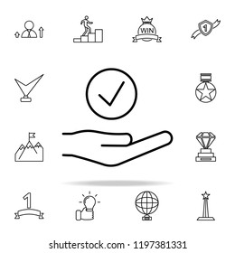 hand sign checked icon. Succes and awards icons universal set for web and mobile
