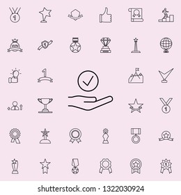 hand sign checked icon. Succes and awards icons universal set for web and mobile