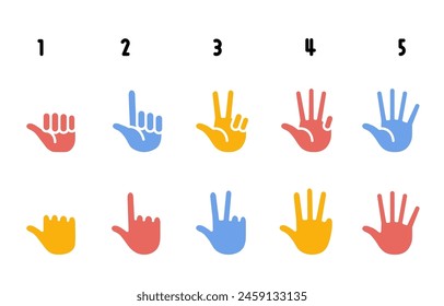 hand sign Clip art of counting hands(colorful)