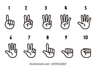 hand sign Clip art of hand counting(monochrome)