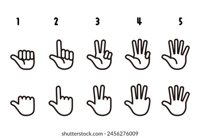 hand sign Clip art of hand counting(monochrome)