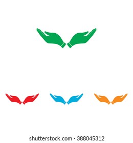 Hand sign. Colorfull set